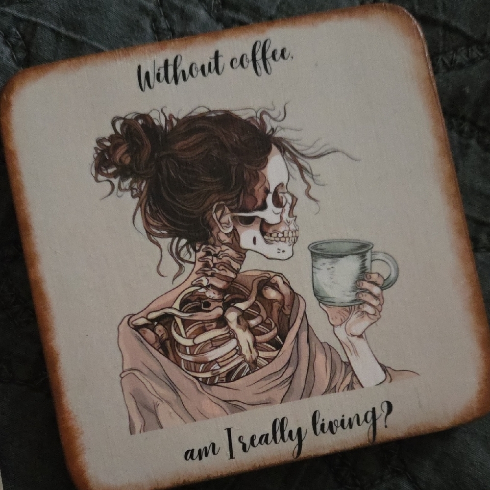 Skeleton Coffee Coasters Set - Picture 3 of 5